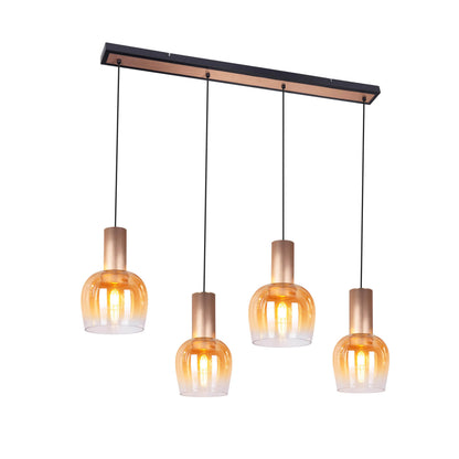 4er Pendelleuchte "FUNDA" L: 111cm amber