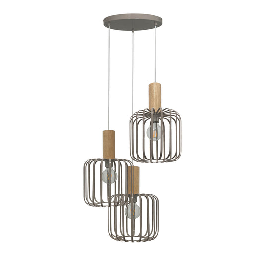 3er Spot Pendelleuchte "BAMBERG" Ø: 35cm sand-grau