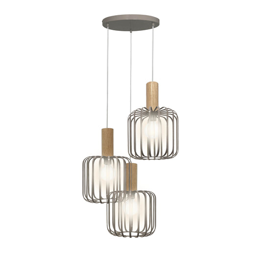 3er Spot Pendelleuchte "BAMBERG" Ø: 35cm sand-grau