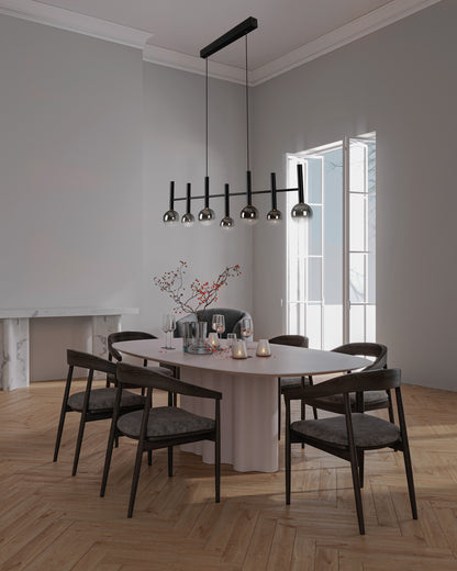 7er LED Pendelleuchte "SINGAPUR" L: 98cm schwarz