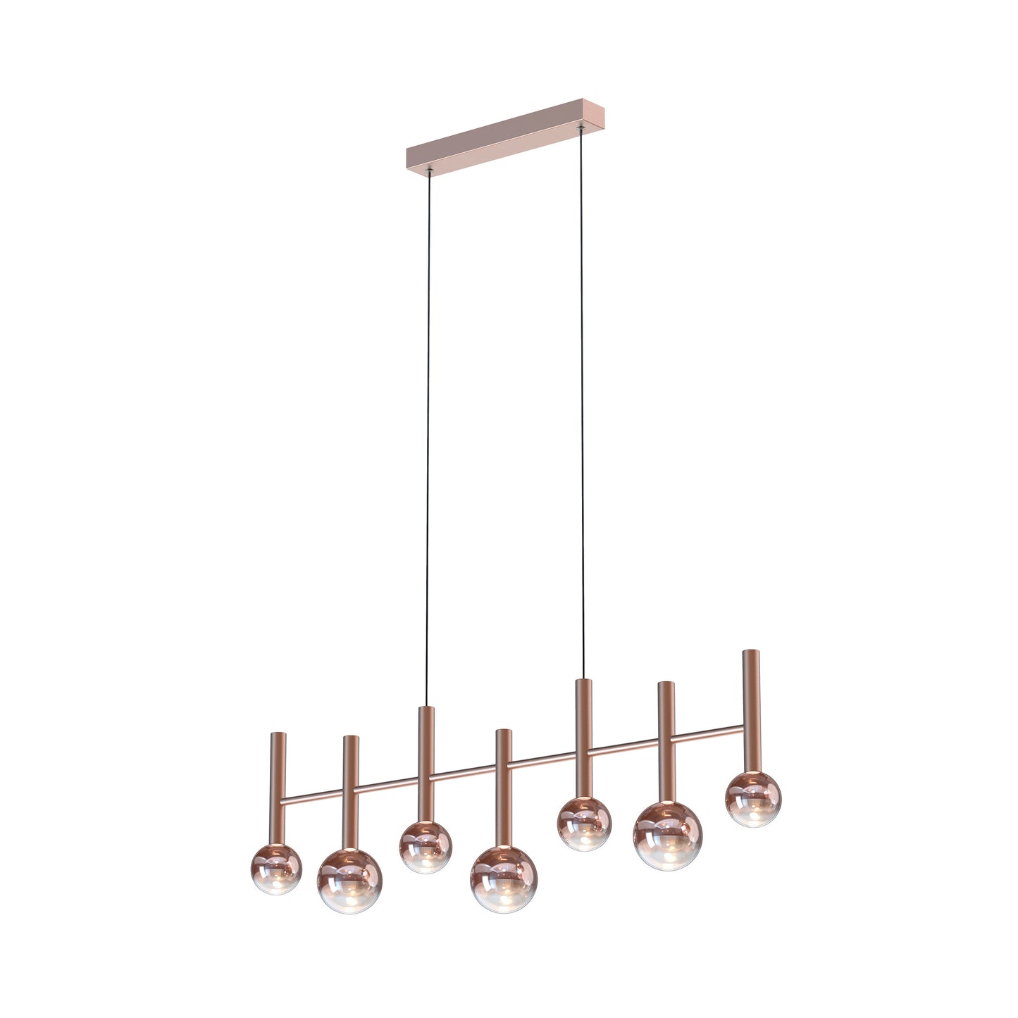 7er LED Pendelleuchte "SINGAPUR" L: 98cm kupfer