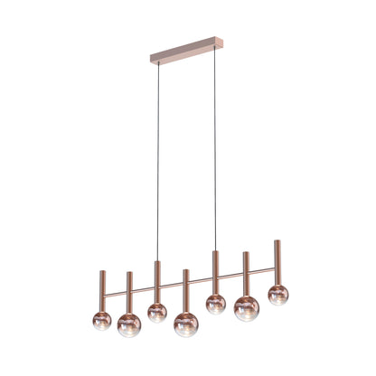 7er LED Pendelleuchte "SINGAPUR" L: 98cm kupfer