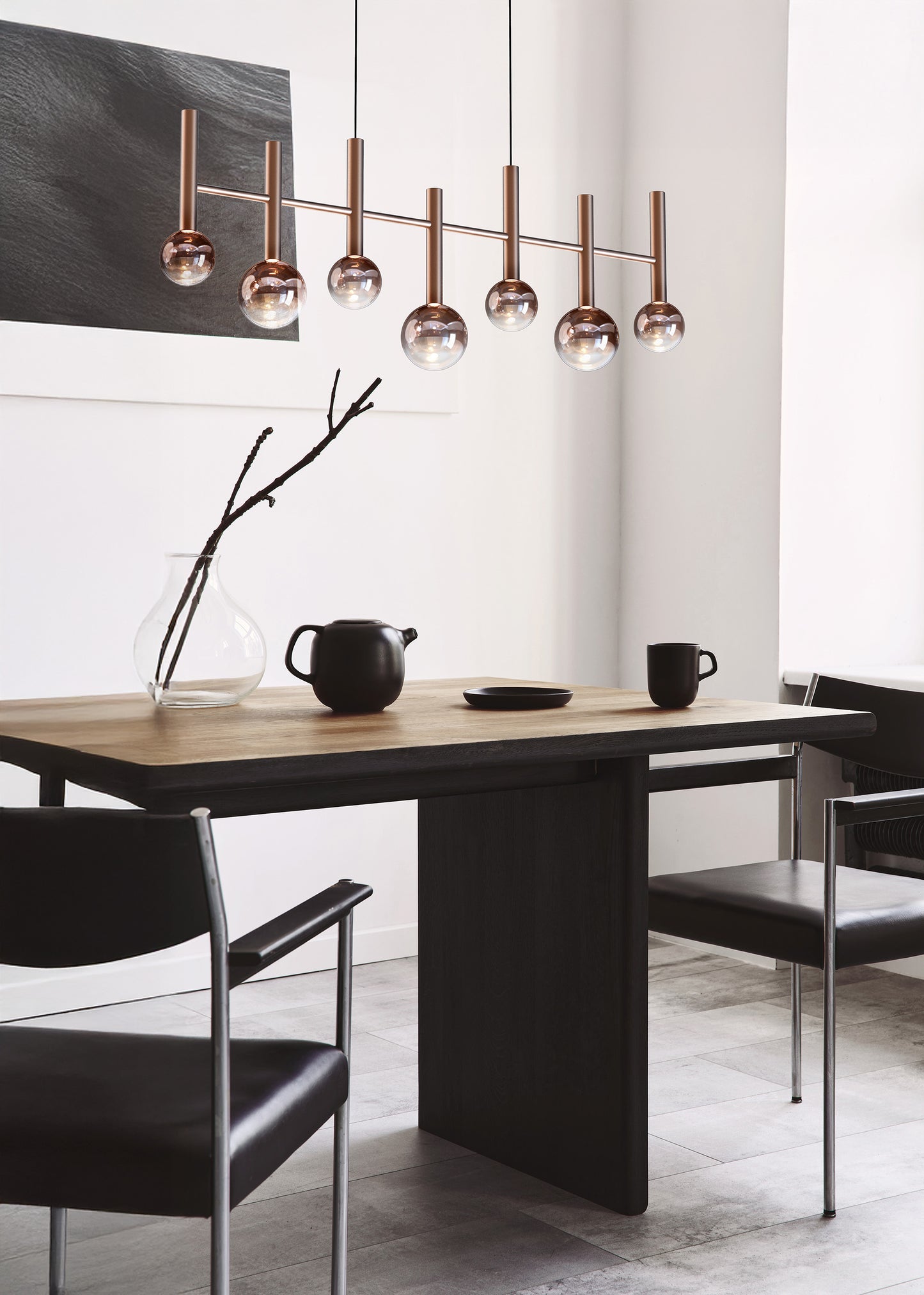 7er LED Pendelleuchte "SINGAPUR" L: 98cm kupfer