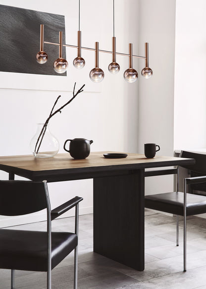 7er LED Pendelleuchte "SINGAPUR" L: 98cm kupfer