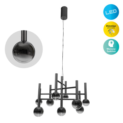 9er LED Pendelleuchte "SINGAPUR" L/B: 65cm schwarz