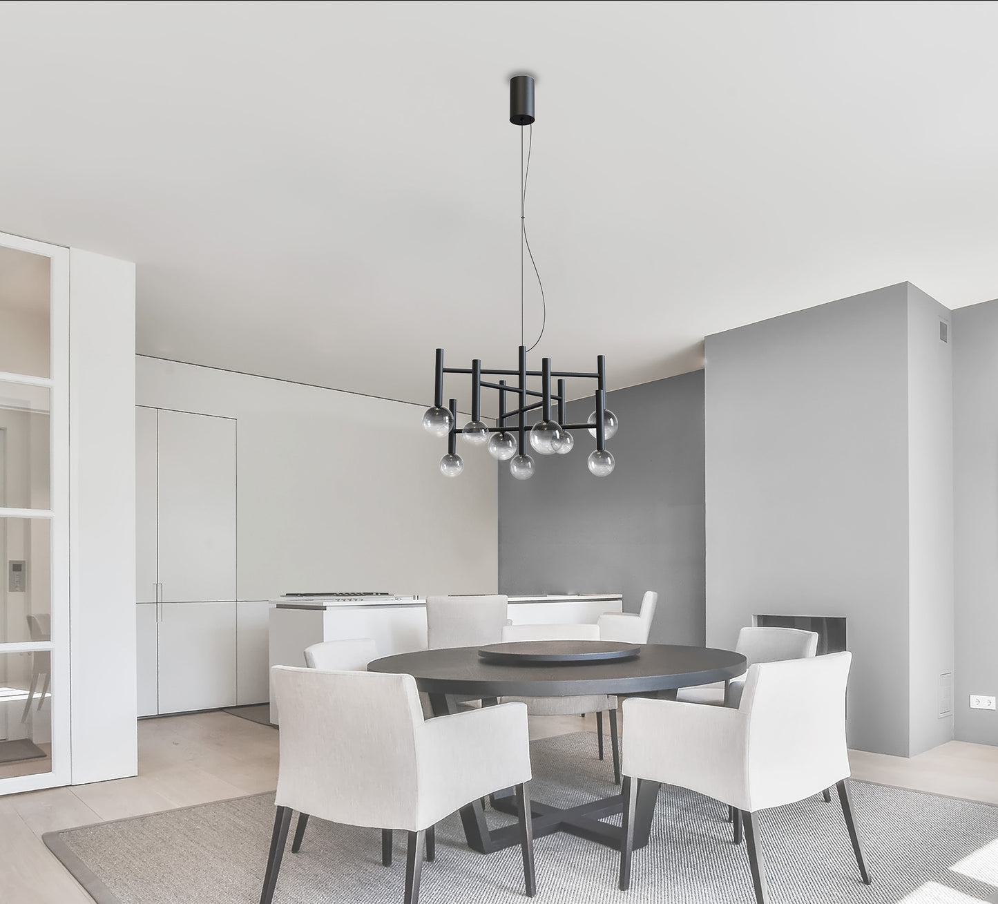 9er LED Pendelleuchte "SINGAPUR" L/B: 65cm schwarz