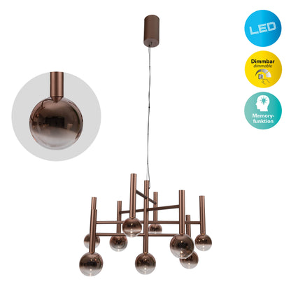 9er LED Pendelleuchte "SINGAPUR" L/B: 65cm kupfer