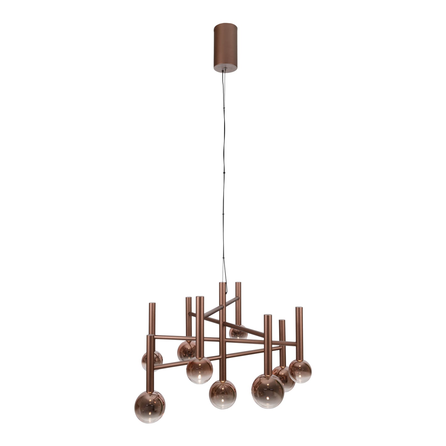 9er LED Pendelleuchte "SINGAPUR" L/B: 65cm kupfer