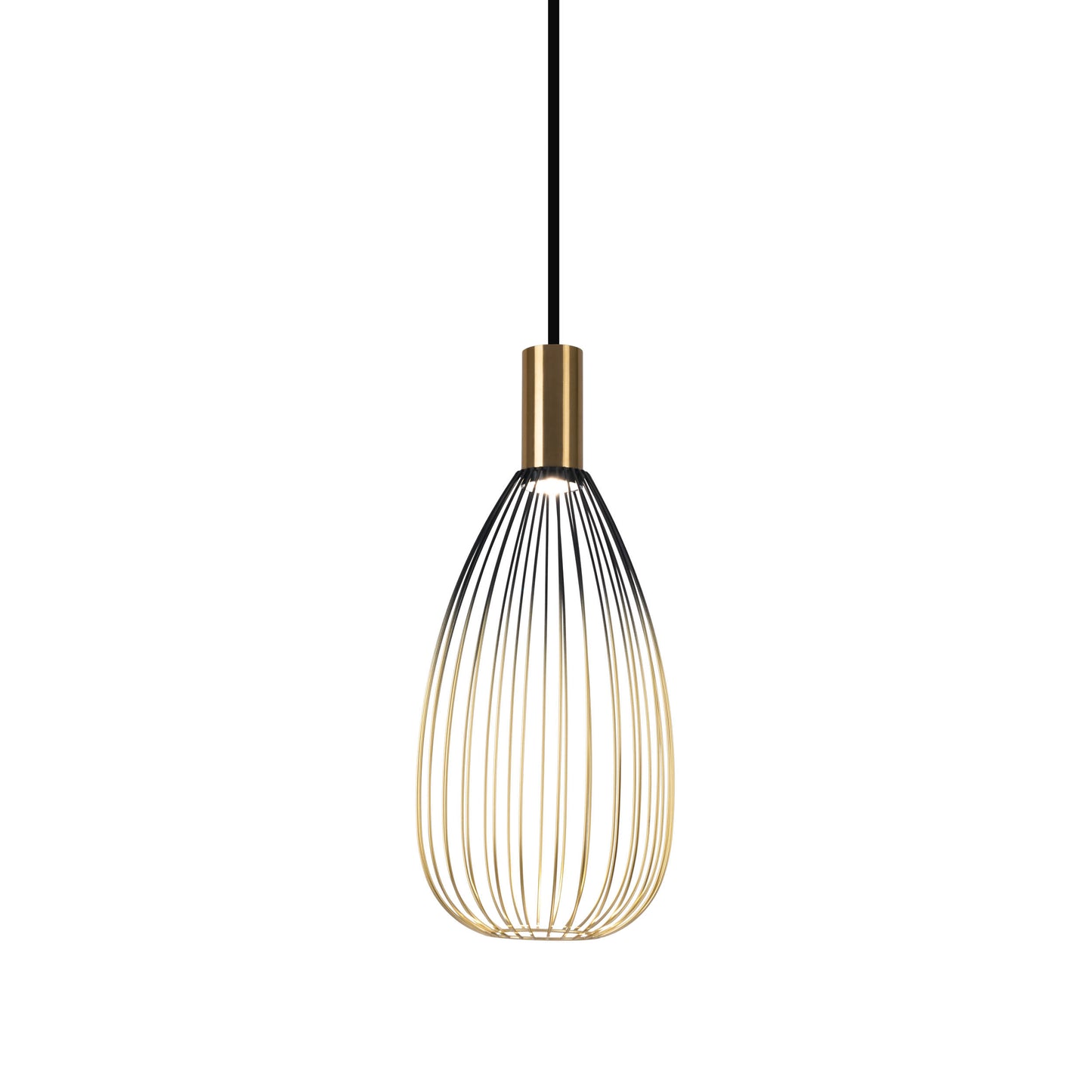 3er Pendelleuchte "WIRELLA" L: 48cm schwarz/gold