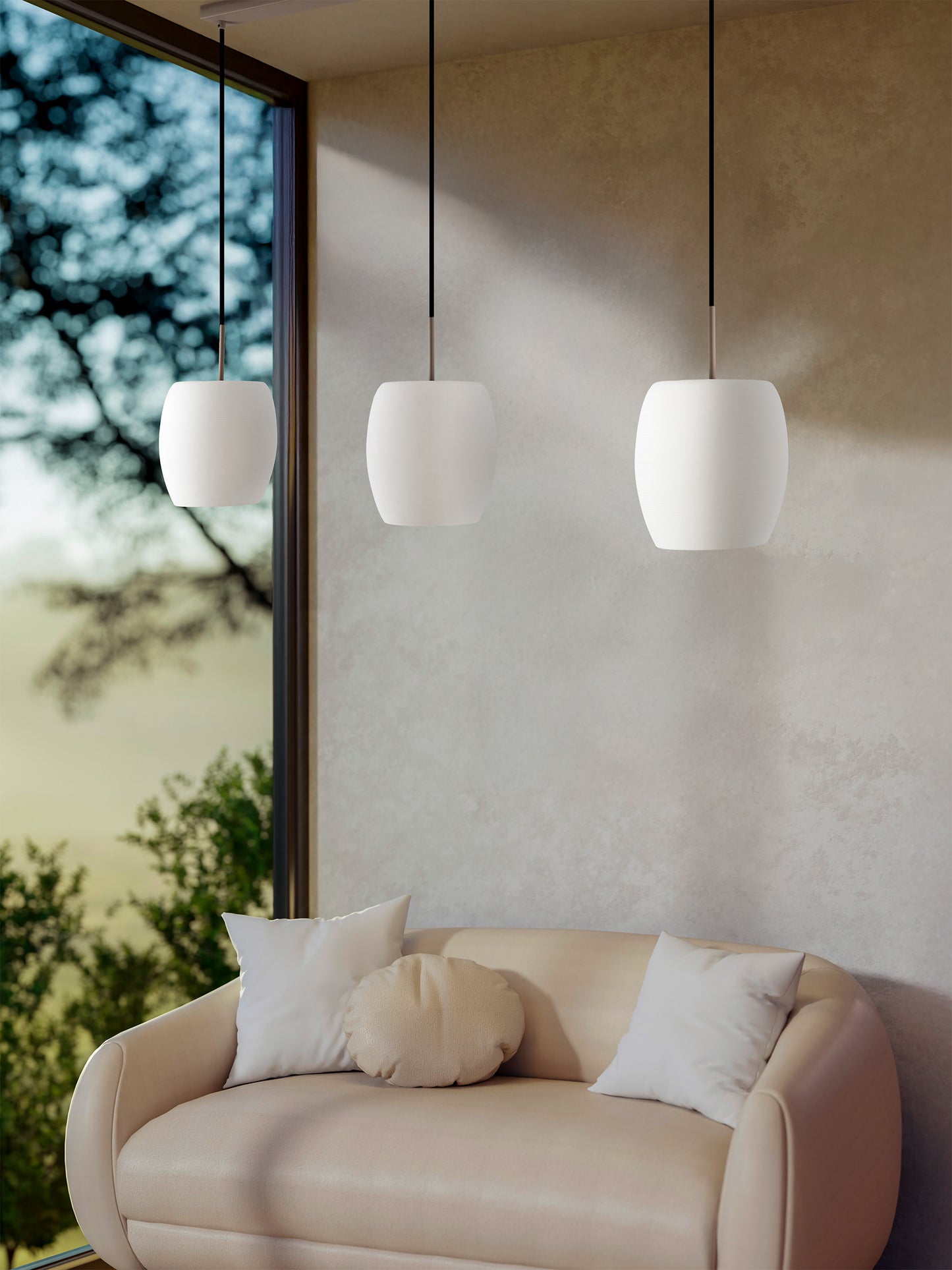 3er Pendelleuchte "NIRELIA" L: 110cm beige