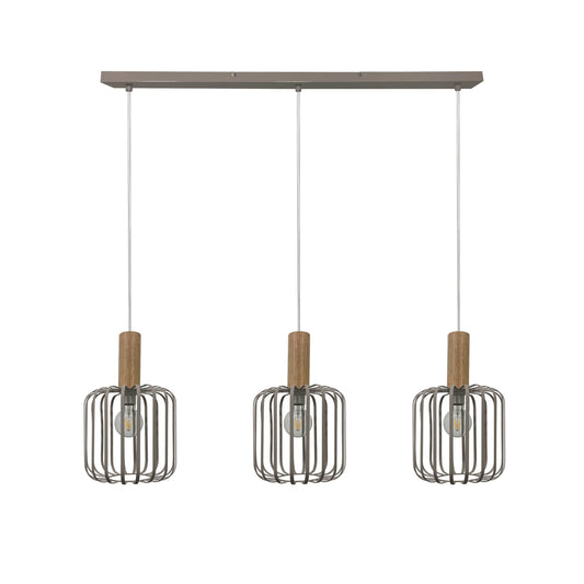 3er Spot Pendelleuchte "BAMBERG" L: 90cm sand-grau