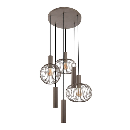 6er Pendelleuchte "TARELLIO" L: 62,4cm beige
