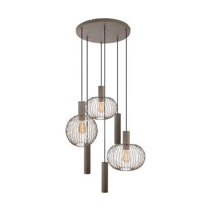 6er Pendelleuchte "TARELLIO" L: 62,4cm beige