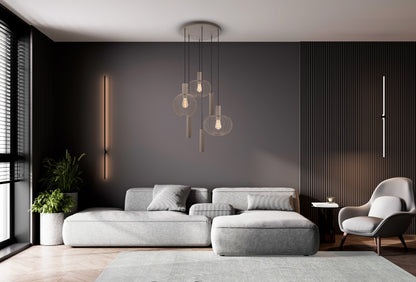6er Pendelleuchte "TARELLIO" L: 62,4cm beige