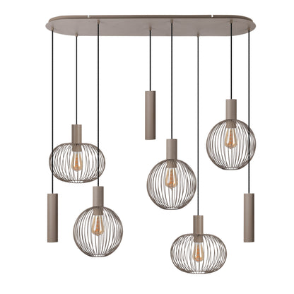 8er Pendelleuchte "TARELLIO" L: 122cm beige