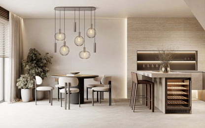8er Pendelleuchte "TARELLIO" L: 122cm beige