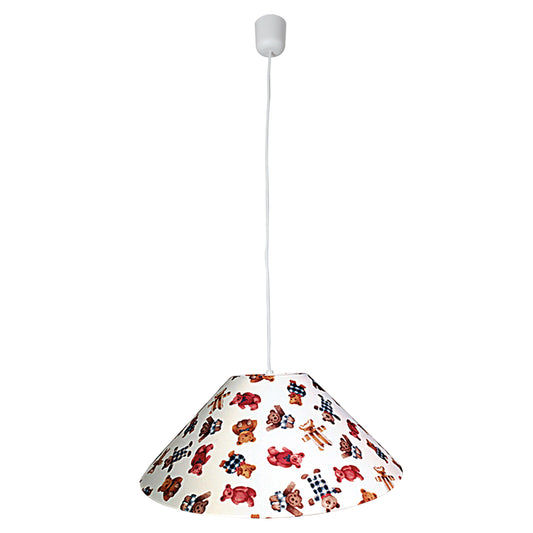 Pendelleuchten - Kinderstoffpendelleuchte "TEDDY", Hängelampe aus Textilmaterial in weiß, 30 cm hoch, Ø 45 cm, E27-Fassung