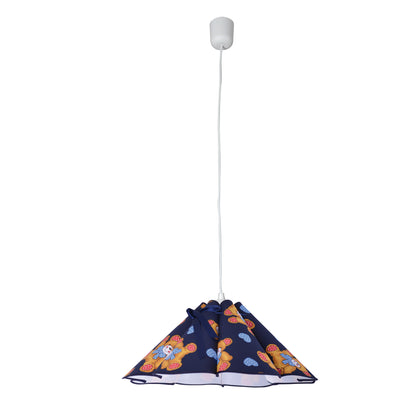 Pendelleuchten - Kinderstoffpendelleuchte "TEDDY", Hängelampe aus Textilmaterial in blau, 18 cm hoch, Ø 45 cm, E27-Fassung