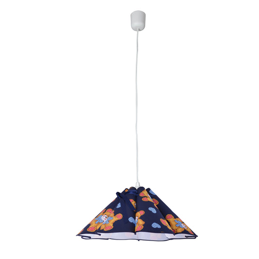 Pendelleuchten - Kinderstoffpendelleuchte "TEDDY", Hängelampe aus Textilmaterial in blau, 18 cm hoch, Ø 45 cm, E27-Fassung