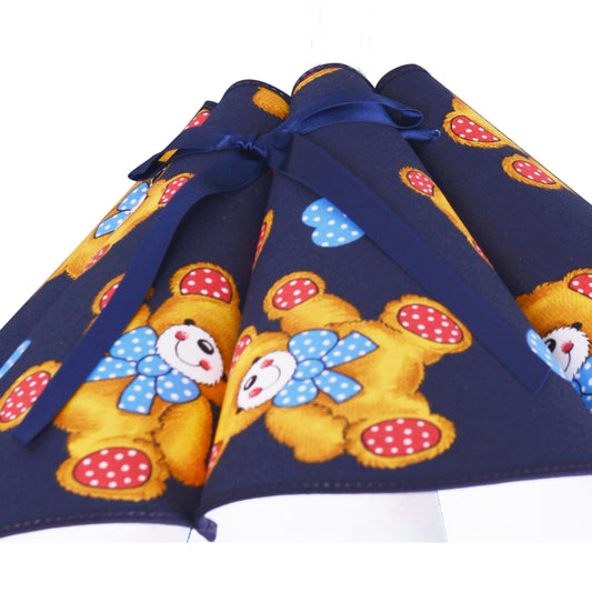 Pendelleuchten - Kinderstoffpendelleuchte "TEDDY", Hängelampe aus Textilmaterial in blau, 18 cm hoch, Ø 45 cm, E27-Fassung